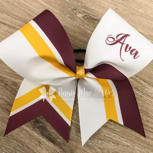 Sideline Cheer Bow - White Bow with your choice of 2 accent colors