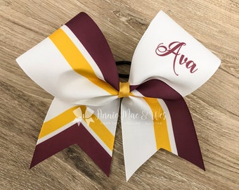 Sideline Cheer Bow - White Bow with your choice of 2 accent colors