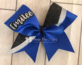 Custom Cheer Bows - Your choice of ribbon and 1 glitter color - Competition Cheer Bows