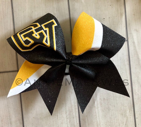 Logo Cheer Bow Full Glitter Cheer Bow Black Bow With Your - Etsy Israel