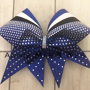 Royal Blue Rhinestone Cheer Bow: Competition Hair Bow