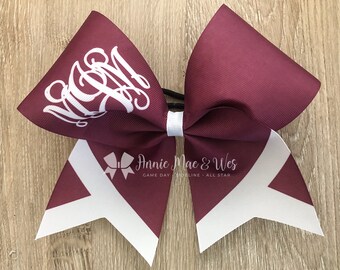 Cheer bow - burgundy and white - team cheer bow - team cheer bows - softball bows - navy blue - blue