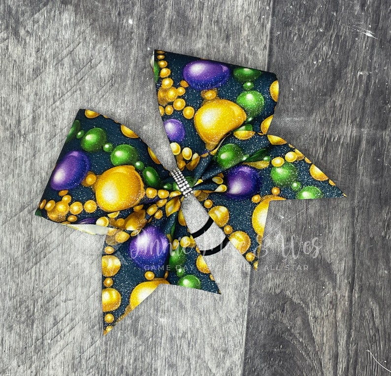 Mardi Gras Cheer Bow image 1