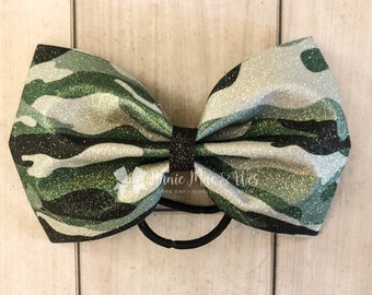 Camo Cheer Bow - 4 inch tailless camo cheer bow - camo bow