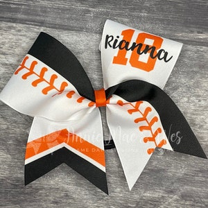 Softball Bow White bow with your choice of 2 accent colors image 1