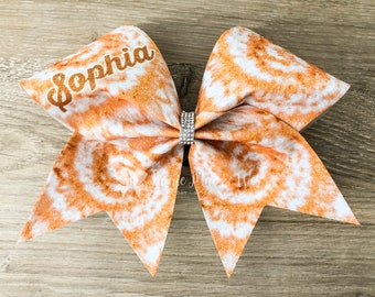 Orange Tie Dye Cheer Bow - Teal Cheer Bows