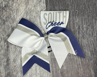Sideline Cheer Bow - White Bow with your choice of 2 accent colors