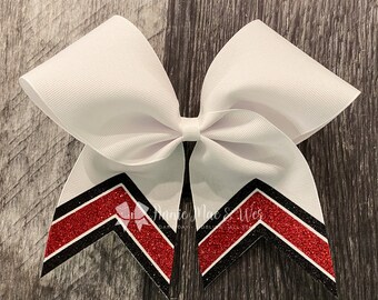 Cheer bow - Softball Bow - Softball Bows - Cheer Bows - White bow with your choice of 2 glitter colors