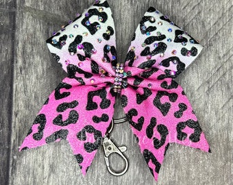 Keychain Cheer Bow - Your choice of colors with AB Rhinestones