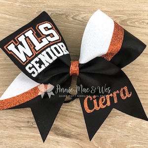 Custom 7" Cheer Bow – Grosgrain Ribbon, Glitter Accent
