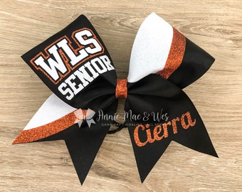 Custom Cheer Bows - Your choice of Ribbon color and glitter accent color - White will remain as a default