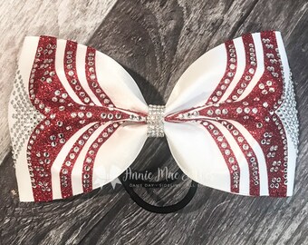 Cheer Bow - Satin Tailless Cheer Bow - Competition Cheer bow - Black and Neon Pink
