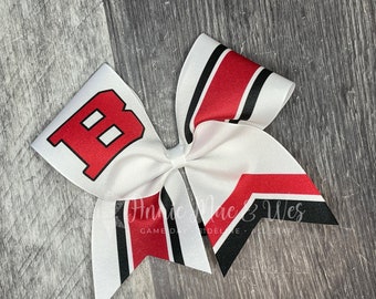 Sideline Cheer Bow - White Bow with your choice of 2 accent colors