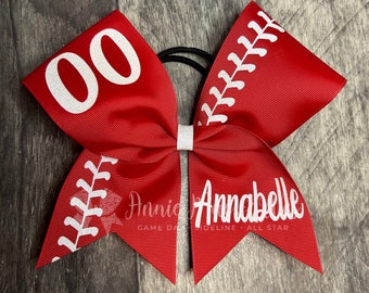 Softball Bows - your choice of ribbon and glitter colors