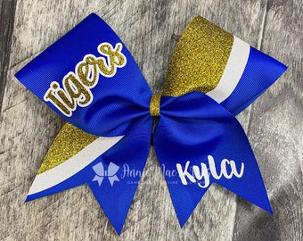 Team Cheer Bows - Your choice of Ribbon and one glitter color - alternate color will be white glitter by default
