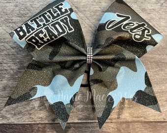 Camo glitter cheer bow - battle cheer bow - camo cheer bows - camoflauge cheer bow - battle ready cheer bow