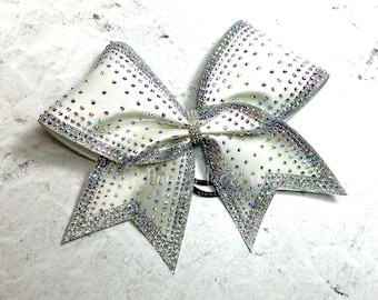 Cheer Bow - Satin Cheer Bow - Competition Cheer bow - AB Rhinestones