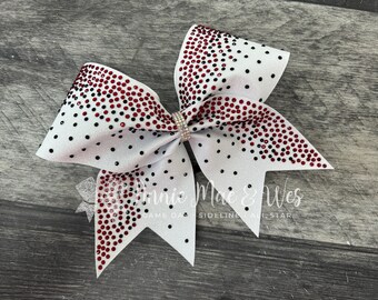 White Competition Cheer Bow - Glitter and Rhinestone Bling Cheer Bow - Cheer bows - competition cheer bows - all star cheer bow