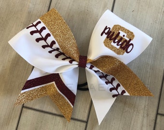 Glitter Softball bow - softball cheer bow - team cheer bows - softball bows - senior cheer bows - senior softball bows