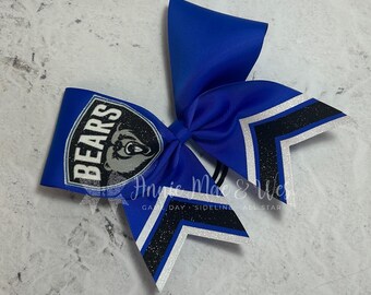 Cheer bow - Your Choice of Ribbon and 1 Glitter Color with White Accents - Sideline cheer bow - Cheer bows