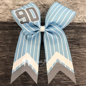 Pinstripe Softball Bow - You choice of bow and accent colors - Outlines will be white