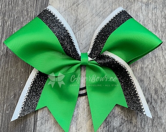 Cheer bow - Your choice of ribbon and 1 glitter color - White is default second glitter color
