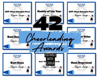 Editable Cheerleading Award Certificates – End of Season Digital Download | 42 Printable Cheer Awards for Banquets, Coaches & Teams