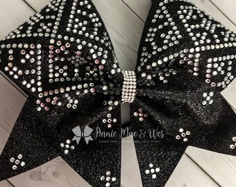 Glitter and Rhinestone Cheer Bow - Your choice of glitter and rhinestone colors