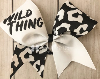 Wild thing cheer bow - black and white softball cheer bow - team cheer bow - team cheer bows - black and white cheer bows - cheer team gifts