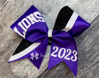 Team Cheer Bows - Your choice of Ribbon and one glitter color - alternate color will be white glitter by default