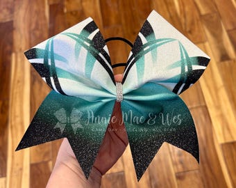 Ready to Ship Black and Teal Cheer Bow