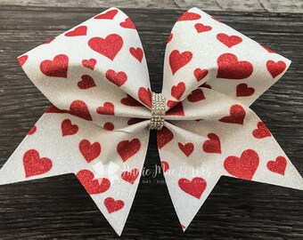 Valentine's Day cheer bow - Valentine's Day cheer bows - valentine cheer bow - Valentine's Day Cheer Bows