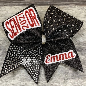 Senior Cheer Bow - Your choice of background and accent glitter with white outlines