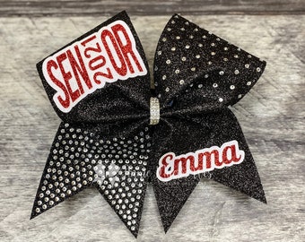 Senior Cheer Bow - Your choice of background and accent glitter with white outlines