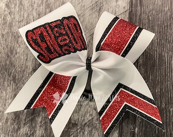 Senior Cheer bow - Cheer bows - Sideline cheer bow - Cheer bows - Red and Black - Black and Red