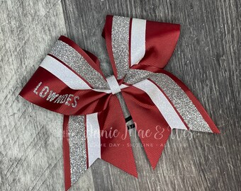 Cheer bow - Your choice of ribbon and 1 glitter color - White is default second glitter color