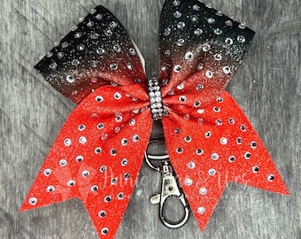 Cheer Keychain Bow - Your choice of colors with Crystal Rhinestones