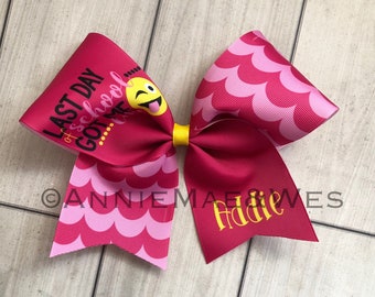 School end emoji bow - last day of school cheer bow - last day of school bows - graduation bow