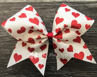 Valentine's Day cheer bow - Valentine's Day cheer bows - valentine cheer bow - Valentine's Day Cheer Bows