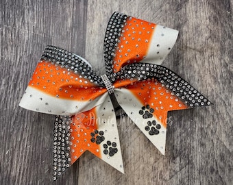 Paw Print Cheer bows - Cheer Bow - Your choice of two colors and white