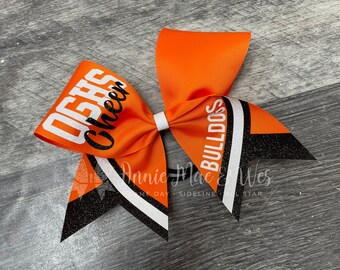 Cheer bow - Your choice of ribbon and 1 glitter color - White is default second glitter color