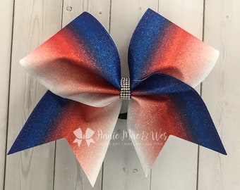 Ombre Cheer Bow - Ombre Cheer Bow - Blue and Red Cheer Bow Blue and Red Cheer Bows - Sublimated Cheer Bow