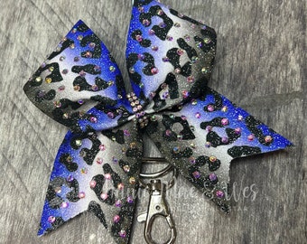 Keychain Cheer Bow - Your choice of colors with AB Rhinestones