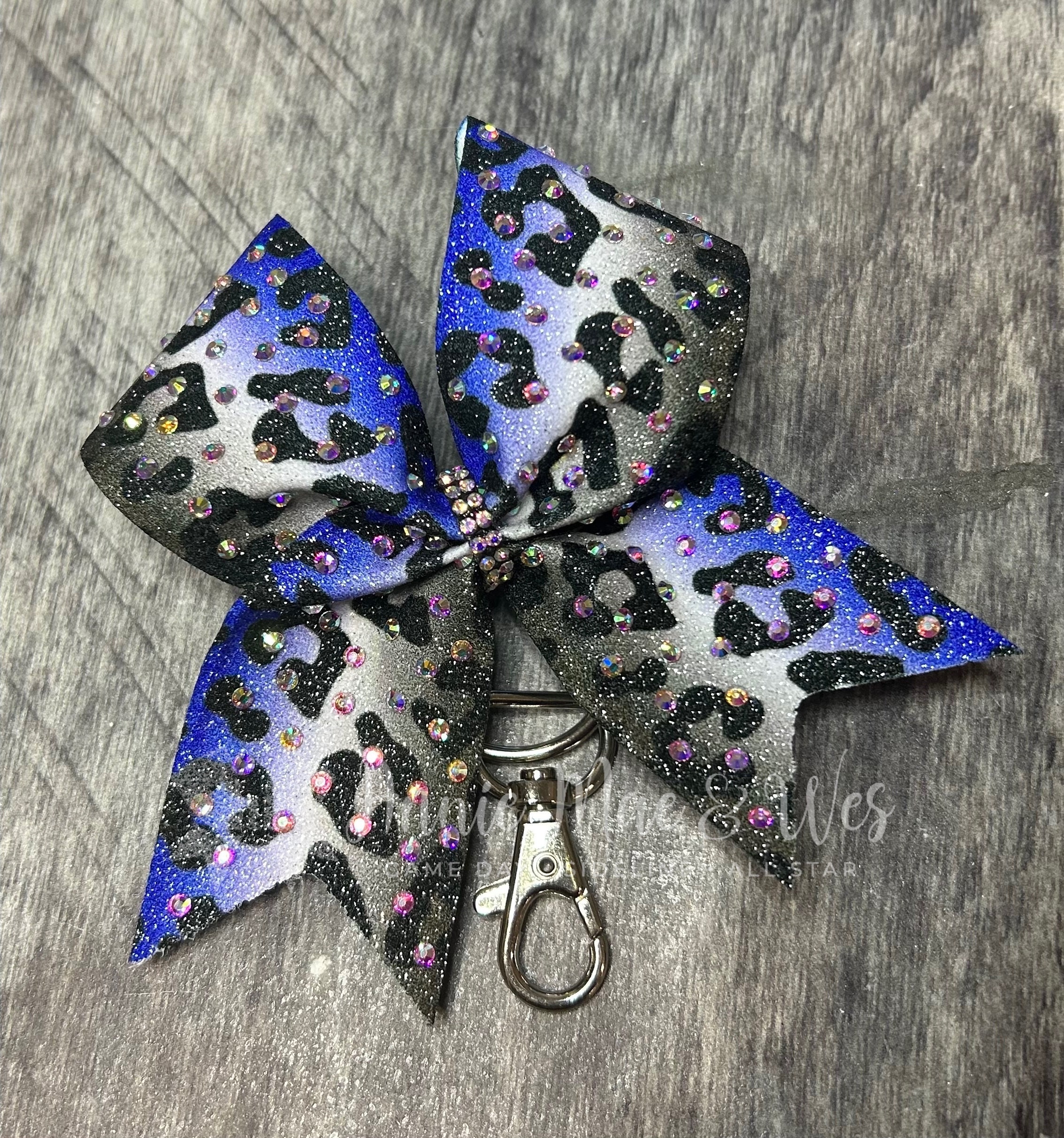 2 Toned Mini Glitter Cheer Bow Keychain small 