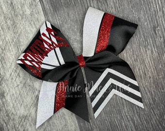 Cheer bow - Your Choice of Ribbon and 1 Glitter Color with White Accents - Sideline cheer bow - Cheer bows