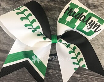 Softball Bow - White bow with your choice of colors
