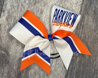 Sideline Cheer Bow - White Bow with your choice of 2 accent colors