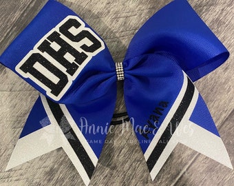 Cheer bow - Your choice of ribbon and 1 glitter color - White is default second glitter color