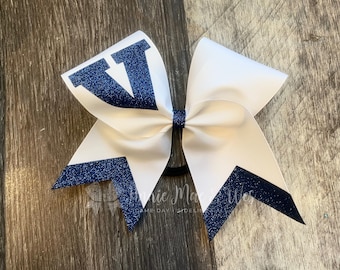 Cheer Bow - White Cheer Bow with your choice of 1 glitter accent colors