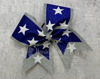 Star Cheer Bow - Your choice of two colors - Stars will be in White Glitter